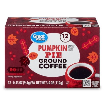 Great Value Pumpkin Pie Medium Roast Ground Coffee, 12 Count